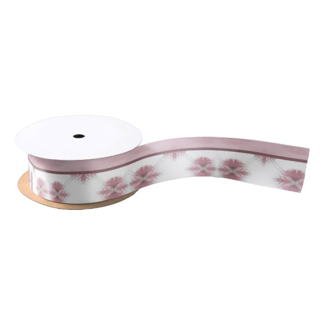 Lazo De Raso Cinta floral rosada elegante (Carrete)