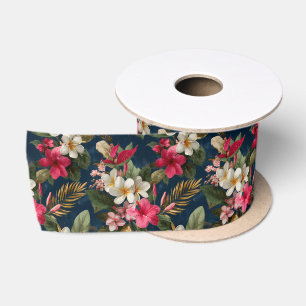 Lazo De Raso Cinta Floral Tropical Elegante