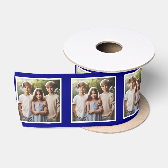 Lazo De Raso Cinta fotográfica personalizada Niños azules de la (Carrete)