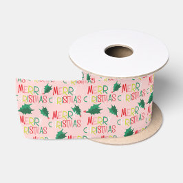 Lazo De Raso Cinta navideña colorida retro merry