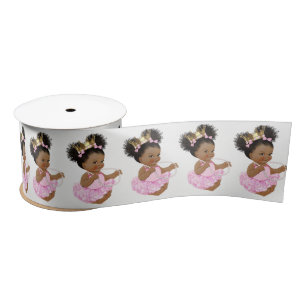 Lazo De Raso Cinta para Baby Shower de Princesa Afroamericana