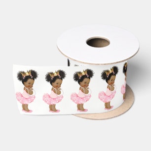 Lazo De Raso Cinta para Baby Shower de Princesa Afroamericana