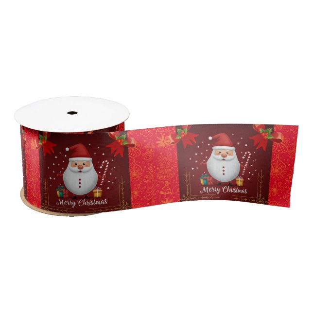 Lazo De Raso cinta para navidad alegre roja  (Carrete)