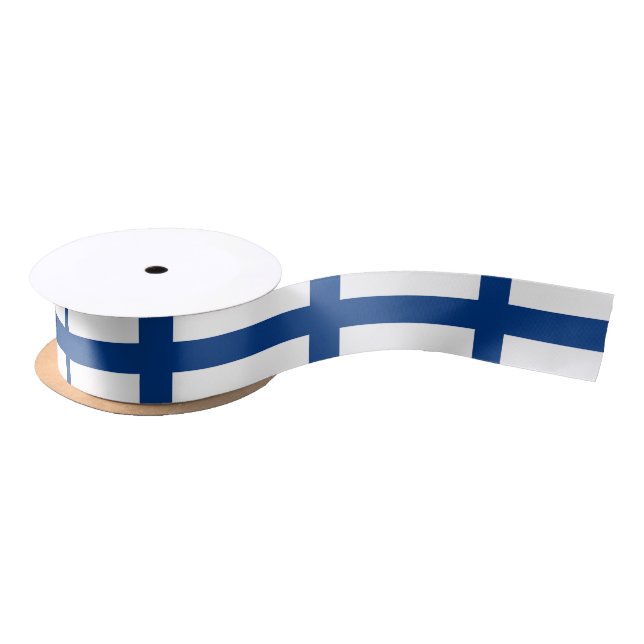 Lazo De Raso Cinta patriótica con bandera de Finlandia (Carrete)