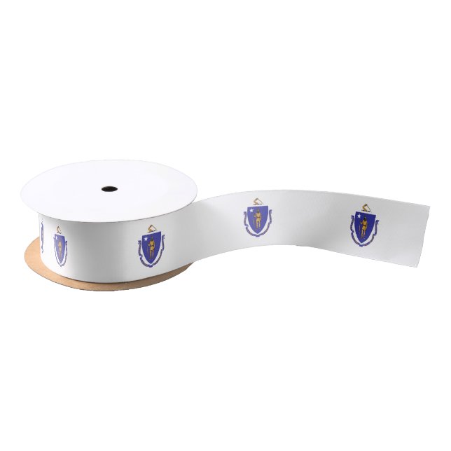 Lazo De Raso Cinta patriótica con bandera de Massachusetts, EE. (Carrete)