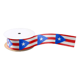 Lazo De Raso Cinta patriótica con bandera de Puerto Rico