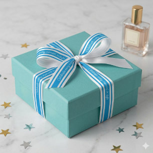 Lazo De Raso Cinta Personalizada Azul y Blanca Elegante