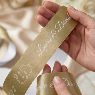 Lazo De Raso Cinta Personalizada Bodas de Oro con Nombre