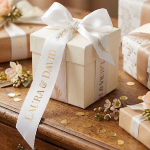Lazo De Raso Cinta Personalizada de Boda de Oro Blanco como Reg