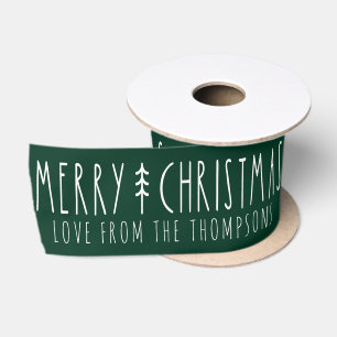 Lazo De Raso Cinta Personalizada de Navidad con Nombre y Árbol