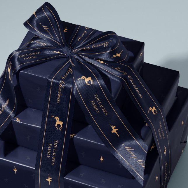 Lazo De Raso Cinta personalizada de Navidad de lujo azul (Subido por el creador)