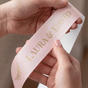 Lazo De Raso Cinta Personalizada de Regalo de Boda en Oro Rosa 