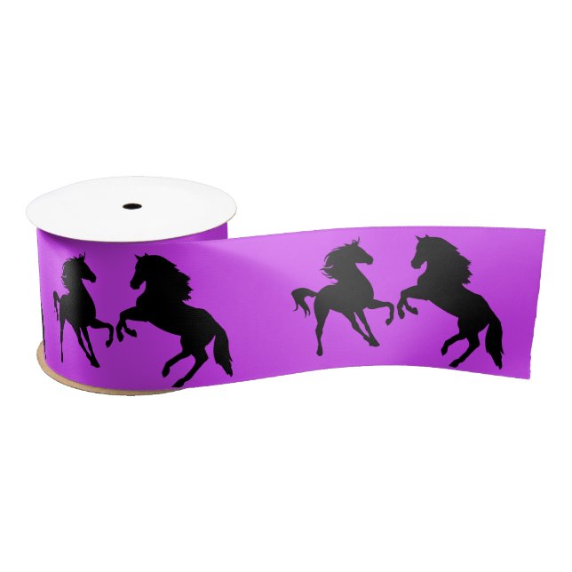 Lazo De Raso Cinta púrpura con caballos (Carrete)