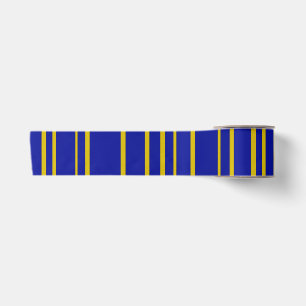 Lazo De Raso Cinta rayada de azul y dorado