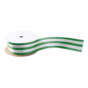 Lazo De Raso Cinta rayada verde y blanca