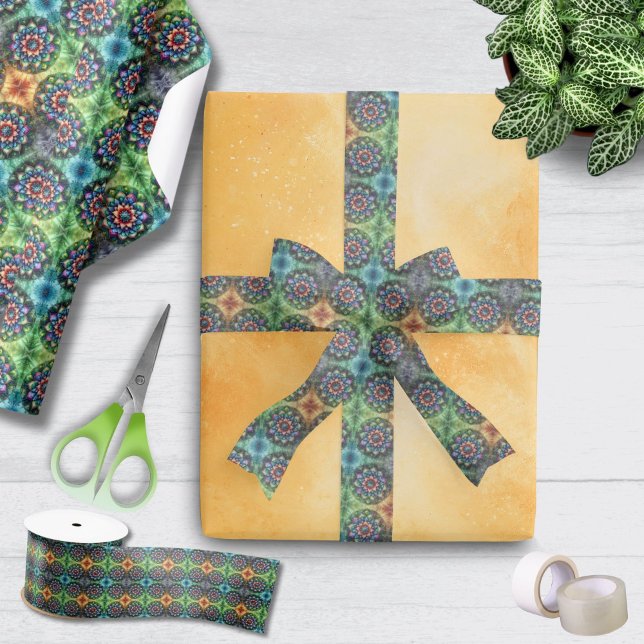 Lazo De Raso Cinta retro-moderna de neón celestial Mandala (Celestial Neon Mandala Retro-Modern Ribbon)