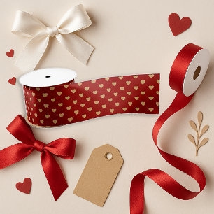 Lazo De Raso Cinta Roja Elegante Corazón Decoración Romántica