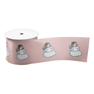 Lazo De Raso Cinta rosa de la muñeca de nieve