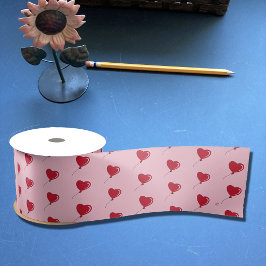 Lazo De Raso Cinta rosa del patrón de globo de corazón rojo