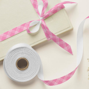 Lazo De Raso Cinta rosada de satén de Gingham - regalo de ducha