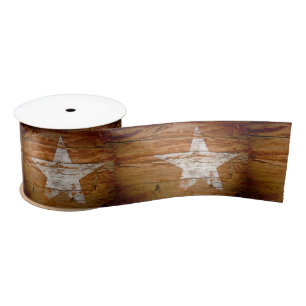 Lazo De Raso Cinta Rustica WoodGrain Primitive White Paint Star