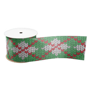 Lazo De Raso Cinta satinada ancha XMAS ARGYLE KNIT de 3"