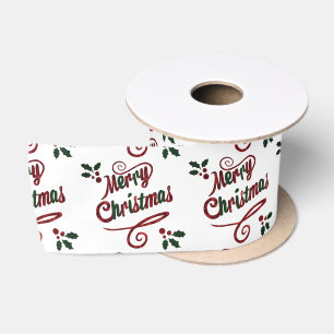 Lazo De Raso Cinta satinada de bonito Merry Christmas Script