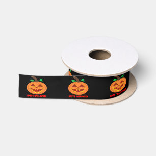 Lazo De Raso Cinta satinada de calabaza de Halloween teñida de
