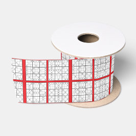 Lazo De Raso Cinta satinada de diseño de rompecabezas Sudoku