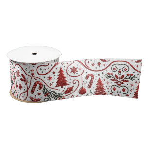 Lazo De Raso Cinta satinada de Navidades blancos rojos
