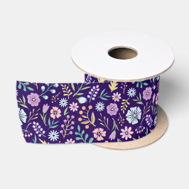Lazo De Raso Cinta satinada de patrón de boho floral