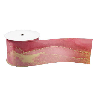 Lazo De Raso Cinta satinada dorada Naranja rosa brillante