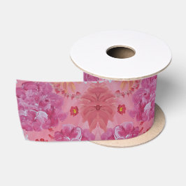 Lazo De Raso Cinta satinada floral Rosa solar