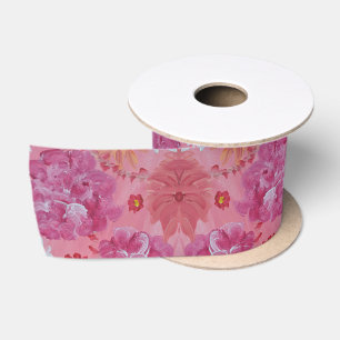 Lazo De Raso Cinta satinada floral Rosa solar