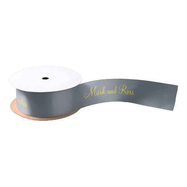 Lazo De Raso Cinta satinada Fun Monograma Fab Pewter (Carrete)