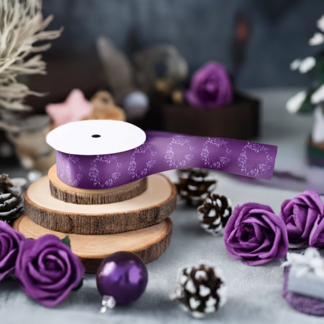 Lazo De Raso Cinta satinada Rosa violeta (Anchura: 1,5 Pulgadas (Small Violet Rose Satin Ribbon)