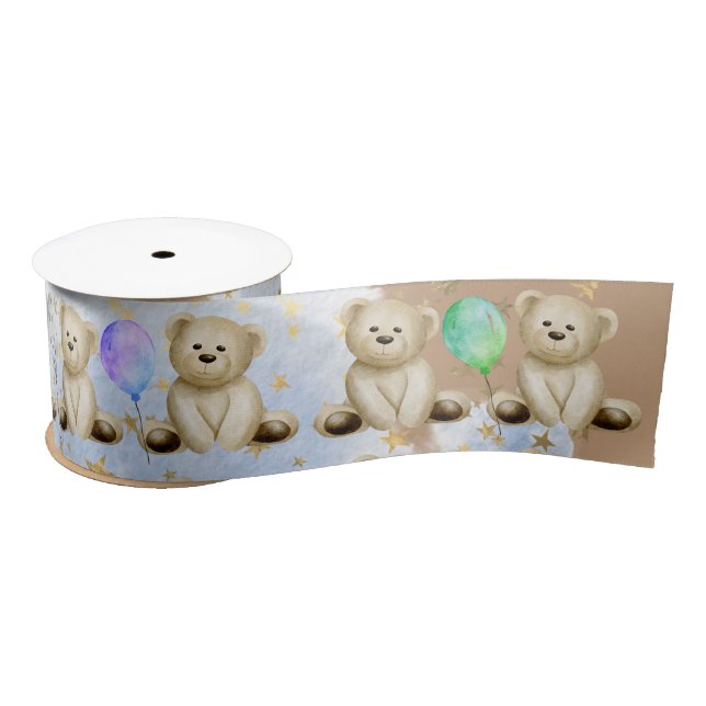 Lazo De Raso Cinta satinada Teddy Bear & Balloons (Carrete)