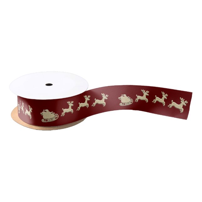 Lazo De Raso Cinta Sleigh Satin Reindeer (Carrete)