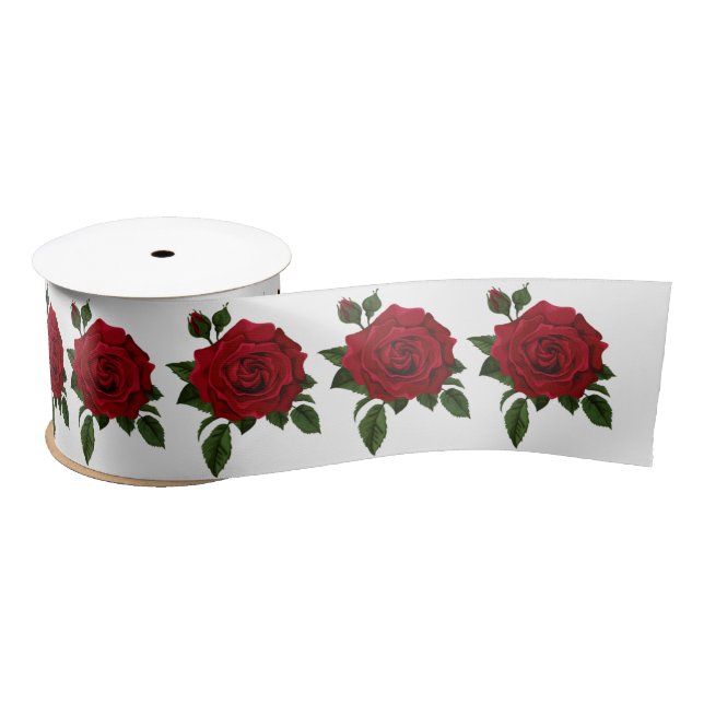 Lazo De Raso Cintas de raso de rosas rojas (Carrete)