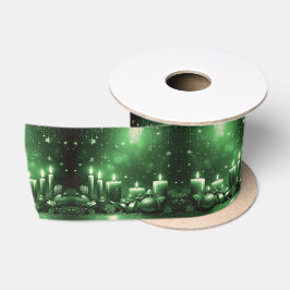 Lazo De Raso Cintas de satén navideñas con velas verdes