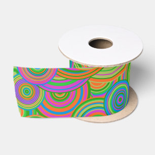 Lazo De Raso Círculos abstractos de moda retro, verde y rojo-na