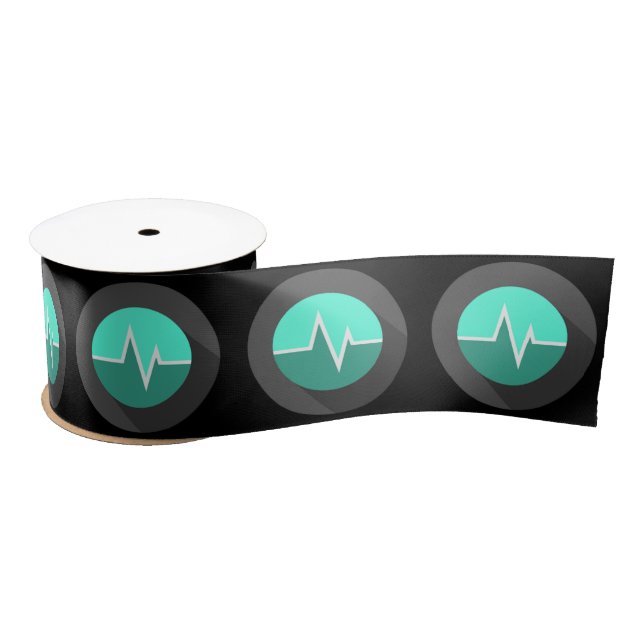 Lazo De Raso Cirujano médico de línea EKG verde negro (Carrete)