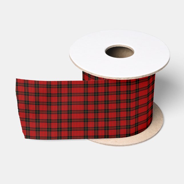 Lazo De Raso Clan MacQueen Plaid Tartan Red Black Check (Carrete)