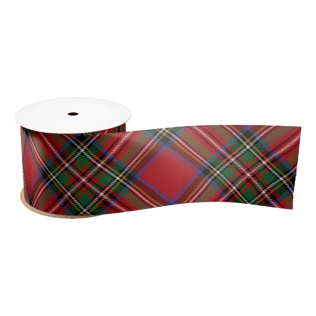 Lazo De Raso Clan Stewart Plaid Tartan Red Green Check (Carrete)