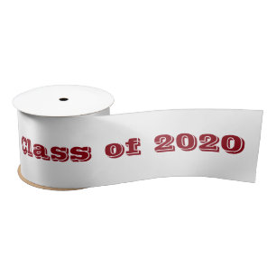 Lazo De Raso Clase de 2020 Red on White Satin Ribbon, de Janz