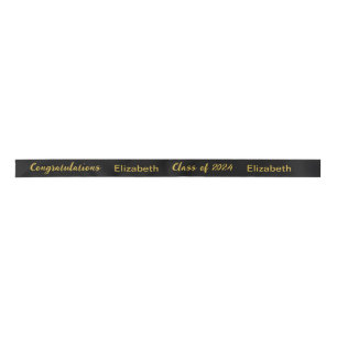 Lazo De Raso Clase de 2024 Graduate Name Black and Gold Script