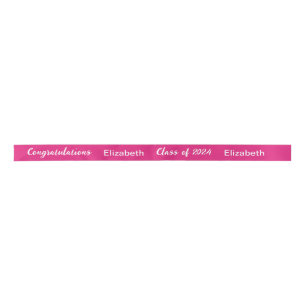 Lazo De Raso Clase de 2024 Nombre de graduado Guión blanco rosa