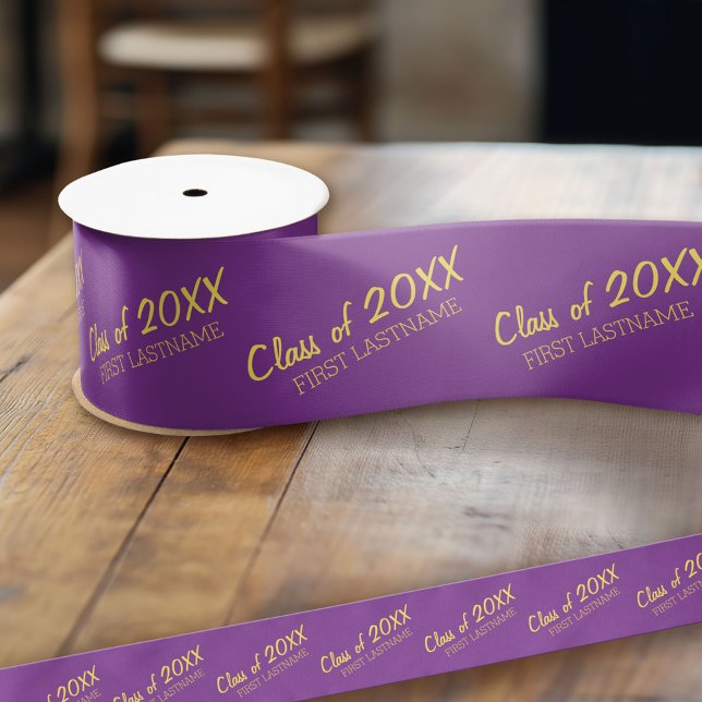 Lazo De Raso Clase de año - Graduación - Oro púrpura (Custom Graduation Ribbon)