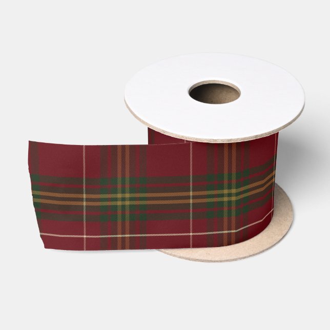 Lazo De Raso Clásico Cuadro Rojo de Navidad (Carrete)