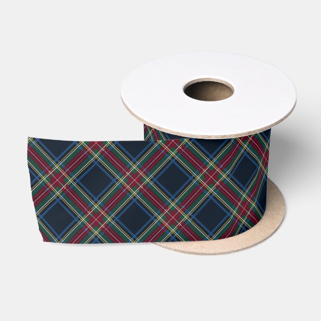 Lazo De Raso Clásico estampado de Navidad a cuadros (Carrete)